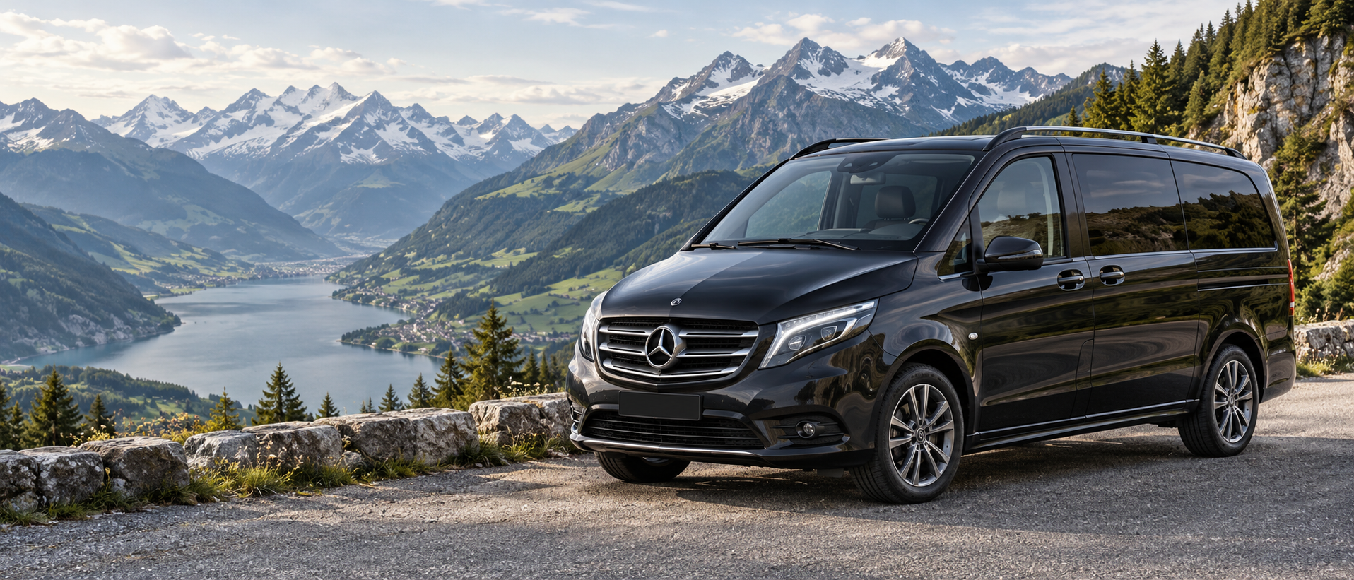 Illustrative Mercedes-Benz Vito in the Swiss Alps